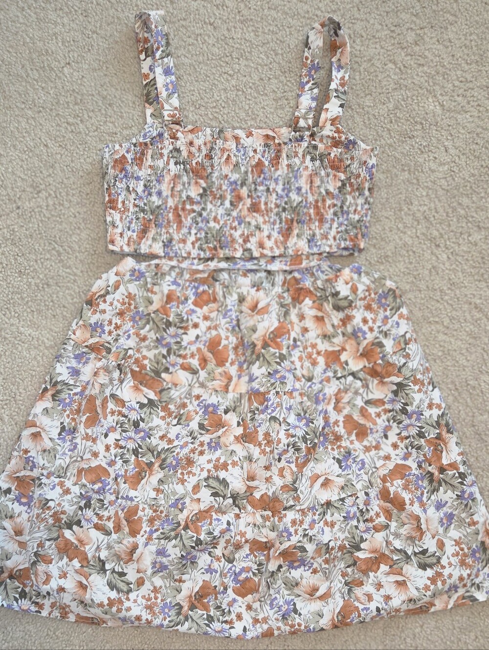 Heartloom Floral Side Cutout Cottagecore Smocked Mini Dress Size - Med - Picture 2 of 2